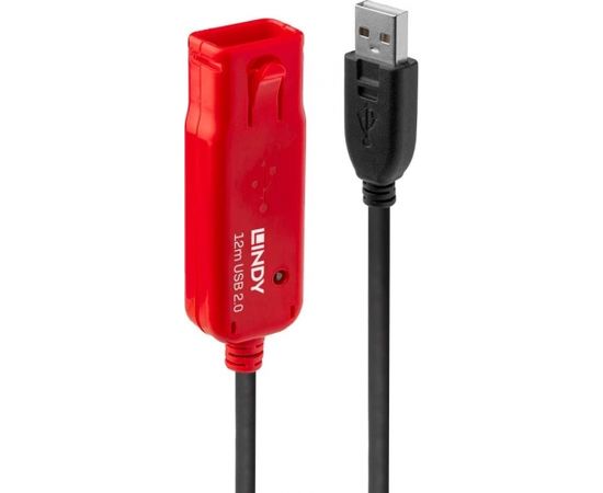 Lindy USB 2.0 Active Extension Cable Pro (black/red, 12 meters)