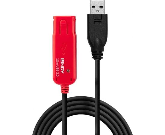 Lindy USB 2.0 Active Extension Cable Pro (black/red, 12 meters)