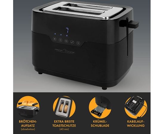 ProfiCook PC-TA 1244, toaster (black/black (matt))