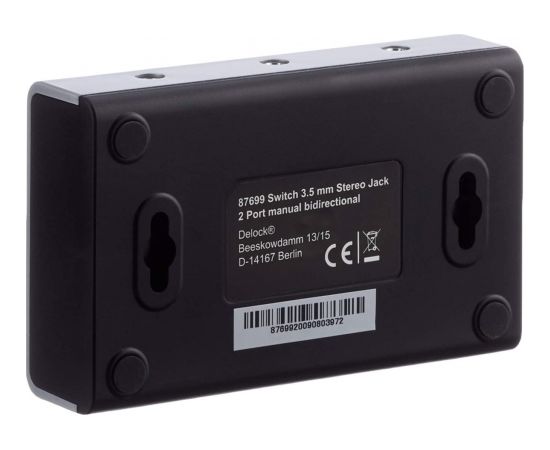 DeLOCK switch jack 3.5mm 2 port manual bidirectional, switch (grey/black)