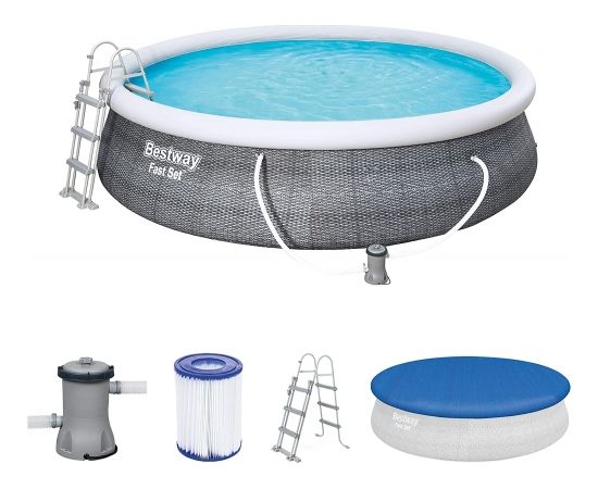 Bestway Fast Set above ground pool set, ? 457cm x 107cm, swimming pool (grey, with filter pump)