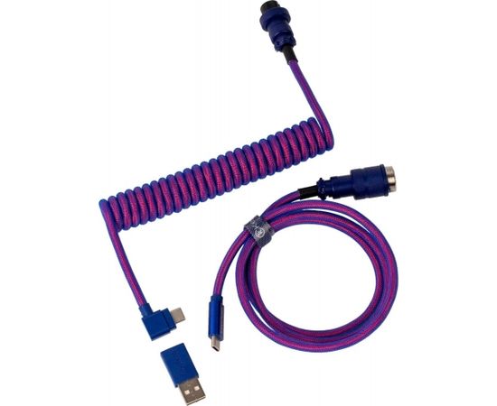 Keychron Premium Coiled Aviator Cable (purple, 1.08 m, angled plug)