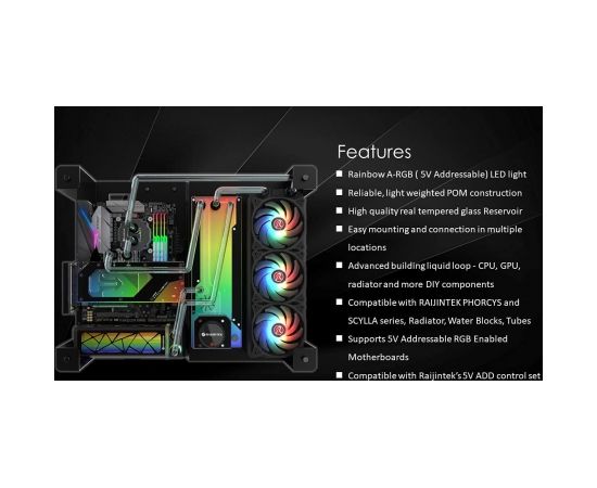 RAIJINTEK ANTILA PURE R100B, pump (black/transparent, reservoir/pump combo)