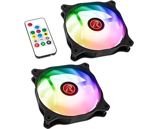 RAIJINTEK EOS 12 RBW ADD -2 120x120x25, case fan (black/transparent, 2 pieces, without controller)