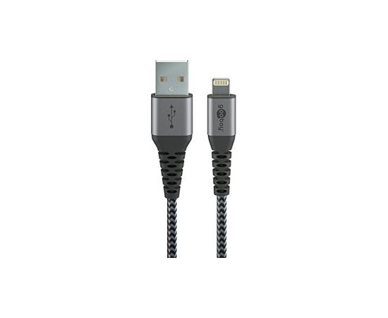 Goobay cable Lightning textile grey / silver 1,0m - 49268