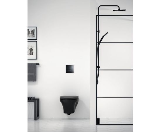 Gustavsberg Piekaramais tualetes pods Estetic, Hygienic Flush mala, vāks ar Soft Close/Quick Release, Ceramicplus melns
