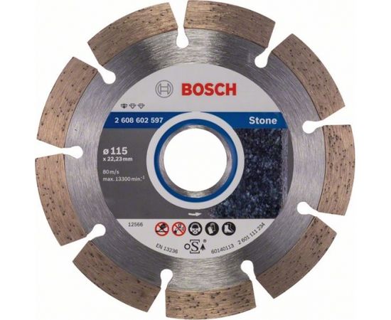 Dimanta griešanas disks Bosch PROFESSIONAL FOR STONE; 115 mm