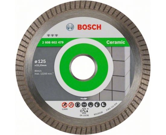 Dimanta griešanas disks Bosch BEST FOR CERAMIC EXTRACLEAN TURBO; 125 mm