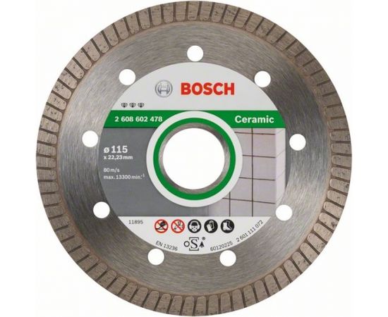 Dimanta griešanas disks Bosch BEST FOR CERAMIC EXTRACLEAN TURBO; 115 mm