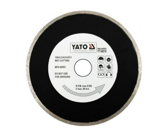 Dimanta griešanas disks mitrai griešanai Yato YT-6016; 180x25,4 mm