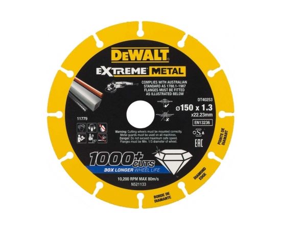 Dimanta griešanas disks DeWalt DT40253-QZ; 150 mm