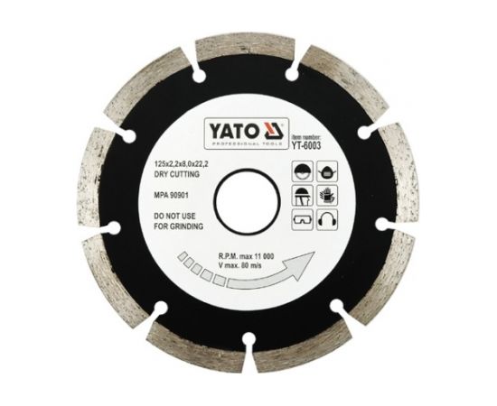 Dimanta disks sausajai griešanai Yato YT-6003; 125 mm