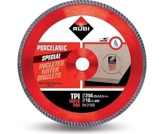 Dimanta griešanas disks mitrai griešanai Rubi TPI 250 SUPERPRO; 250 mm