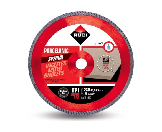 Dimanta griešanas disks mitrai griešanai Rubi TPI 230 SUPERPRO; 230 mm