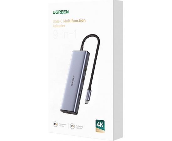 UGREEN 9-in-1 CM490 Hub USB-C, 2x USB-A 3.0, USB-A 2.0, 2x HDMI 4K/60Hz, SD/TF, RJ45 Adapter