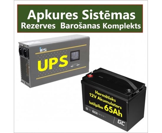 Rezerves Elektropadeves Komplekts Apkures Sistēmai 300W + 12V 65Ah akumulators ar LCD displeju