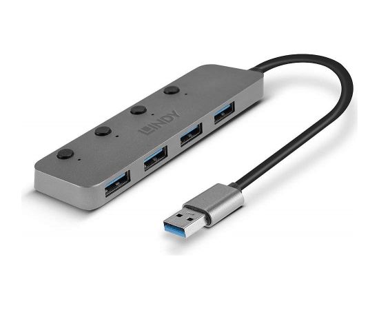Lindy 4 port USB 3.0 hub with on/off switches, USB hub