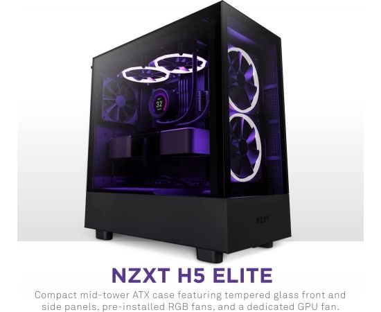 NZXT H5 Elite All Black, tower case (black, tempered glass)