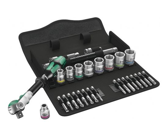 Wera Zyklop Speed ratchet set 8100 SB 6, 3/8, 29 pieces, tool set (speed ratchet with swiveling head)