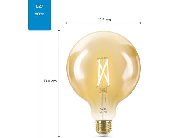 WiZ Whites LED Bulb Filament Amber G125 E27 (replaces 50 Watt)