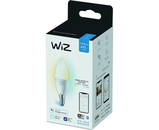 WiZ Whites LED candle C37 E14, LED lamp (replaces 40 watts)