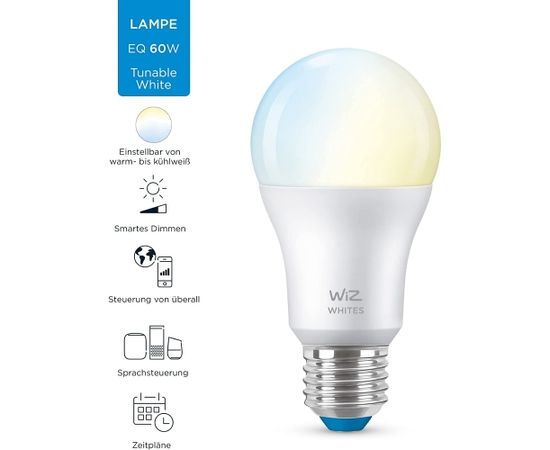 WiZ Whites LED bulb A60 E27 (replaces 60 watts) Zibspuldzes