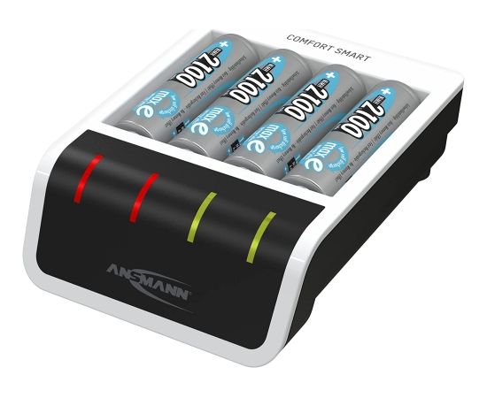 Ansmann Comfort Smart + 4x AA 2100mAh, charger (white/black, incl. 4x AA batteries with 2100 mAh)