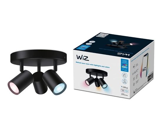 WiZ IMAGEO 3x adjustable spot round plate, LED light (black)