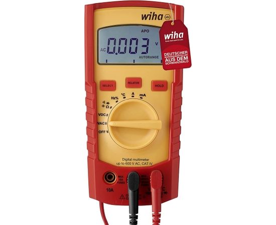 Wiha Digital multimeter 45218, up to 600 V AC, CAT IV, measuring device (red/yellow)
