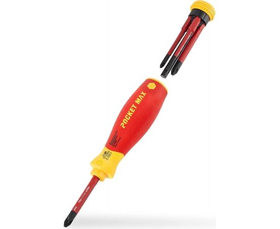 Wiha Screwdriver with bit magazine PocketMax electric (red/yellow, 5 pieces)