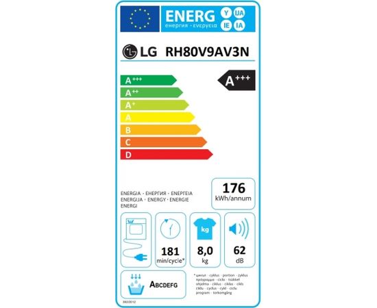 LG RH80V9AV3N veļas žāvētājs 8kg