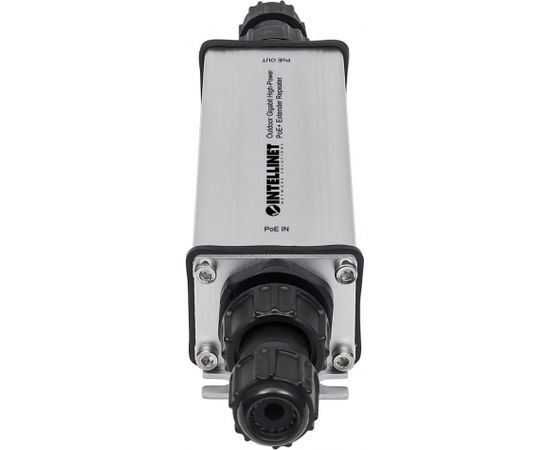 Intellinet Outdoor Gigabit High-Power PoE+ Extender Repeater, IEEE 802.3at/af Power over Ethernet (PoE+/PoE), Extends Range up to 100m, Metal, IP65
