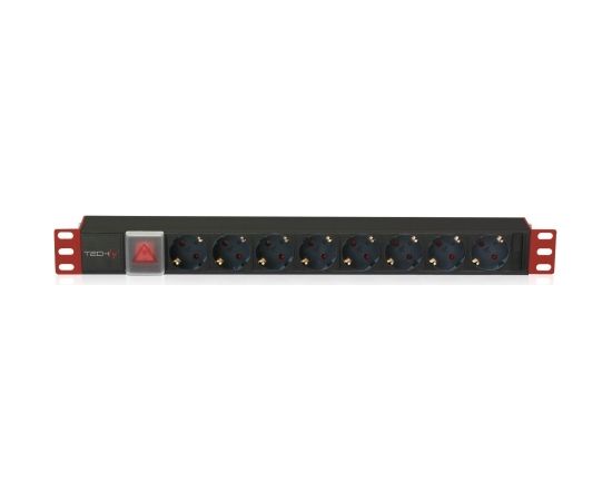 Techly I-CASE STRIP-81UD power distribution unit (PDU) 8 AC outlet(s) 1U Black, Red