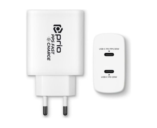 Prio зарядное устройство 30W PD PPS USB-C + 20W PD USB-C