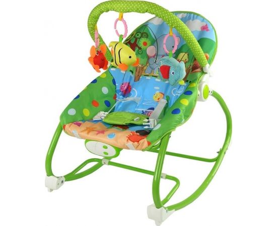 Lean Sport Cradle Кресло-качалка 2 в 1 Зеленая рыба, слон, звуки вибрации