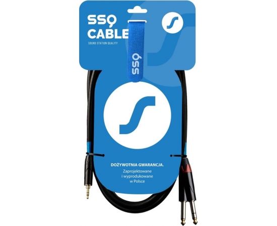 SSQ MIJM1 SS-1813 Cable Jack Stereo 3,5 mm - 2x Jack Mono 6,3 mm 1 m Black