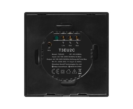 Smart Switch WiFi + RF 433 Sonoff T3 EU TX (2-channel)