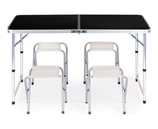 ModernHome Stolik turystyczny stół składany zestaw 4 krzesła Czarny