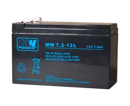 MPL MW POWER MW 7.2-12L UPS battery Lead-acid accumulator VRLA AGM Maintenance-free 12 V 7,2 Ah Black
