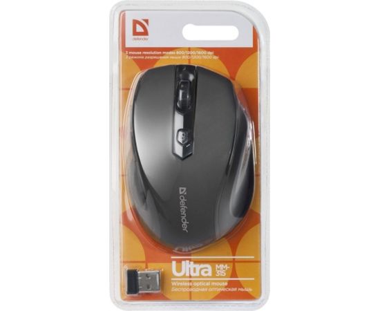 MOUSE DEFENDER ULTRA MM-315 RF BLACK OPTICAL 1600DPI 6P