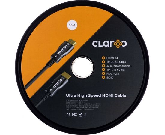 CLAROC HDMI CABLE FIBER OPTIC AOC, 2.1, 8K, 30M