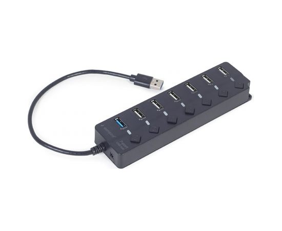 Gembird UHB-U3P1U2P6P-01 7-port USB hub (1 x USB 3.1 + 6 x USB 2.0) with switches, black