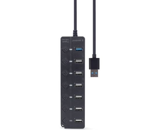 Gembird UHB-U3P1U2P6P-01 7-port USB hub (1 x USB 3.1 + 6 x USB 2.0) with switches, black