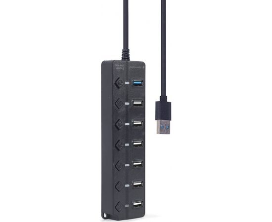 Gembird UHB-U3P1U2P6P-01 7-port USB hub (1 x USB 3.1 + 6 x USB 2.0) with switches, black