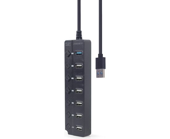 Gembird UHB-U3P1U2P6P-01 7-port USB hub (1 x USB 3.1 + 6 x USB 2.0) with switches, black