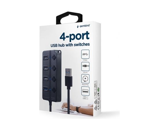 Gembird UHB-U3P1U2P3P-01 4-port USB hub (1 x USB 3.1 + 3 x USB 2.0)