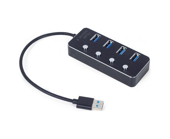 Gembird UHB-U3P4P-01 USB 3.1 (Gen 1) powered 4-port hub with switches, black