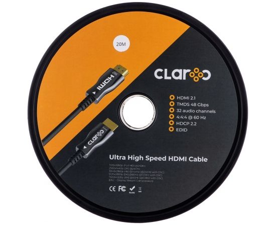 CLAROC HDMI CABLE FIBER OPTIC AOC, 2.1, 8K, 20M