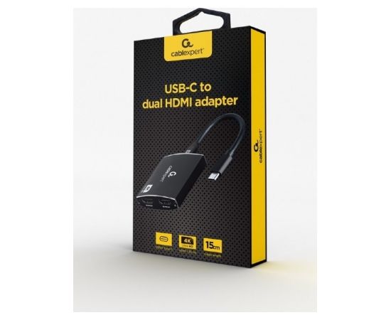 Gembird A-CM-HDMIF2-01 USB-C to dual HDMI adapter, 4K 60Hz, black