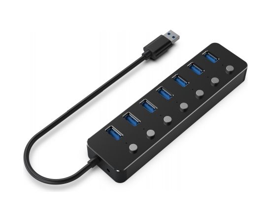 Gembird UHB-U3P7P-01  7-port USB 3.1 (Gen 1) hub with switches, black